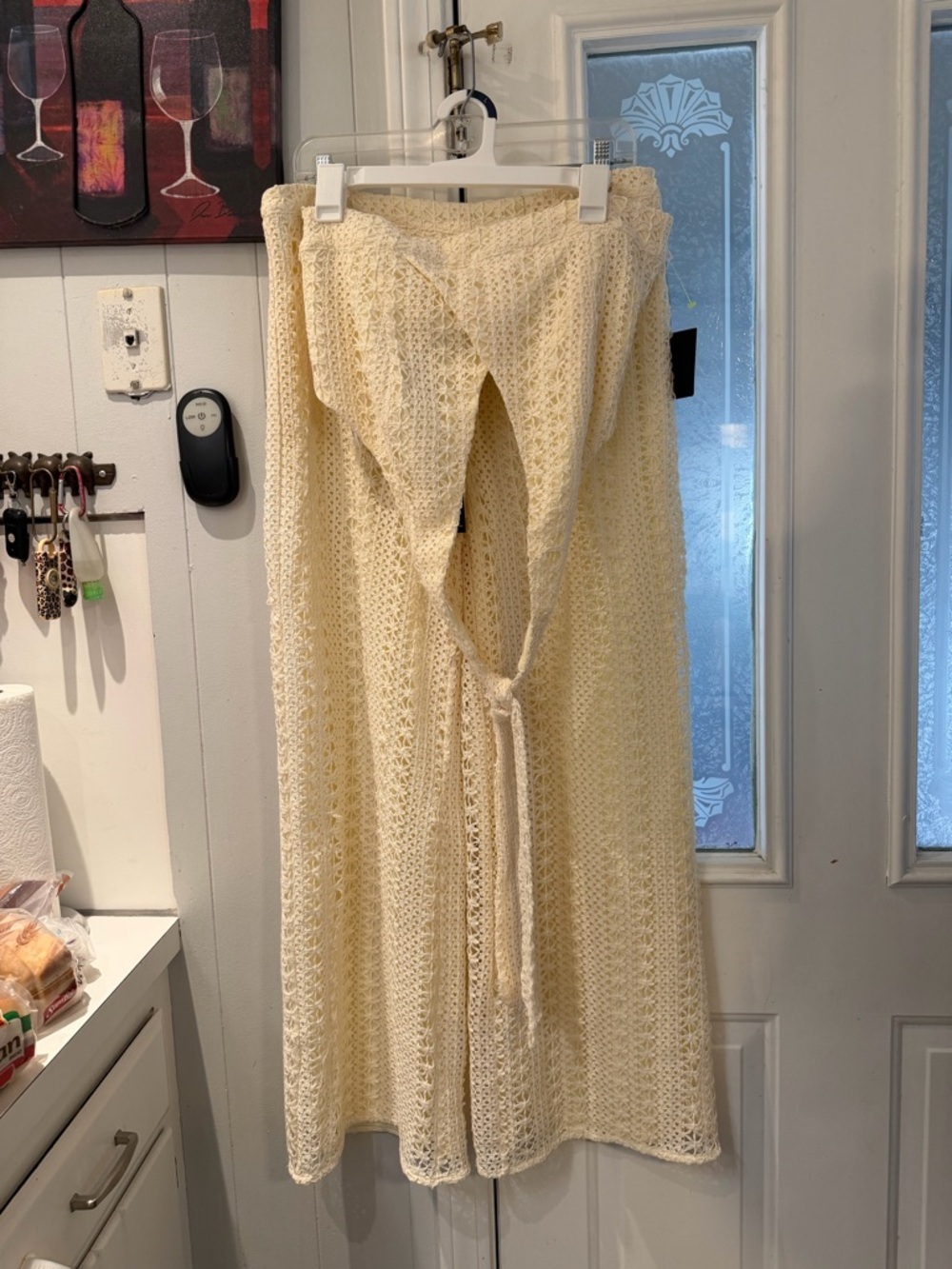 Lulu's Cream Crochet Tie-Front Maxi Skirt